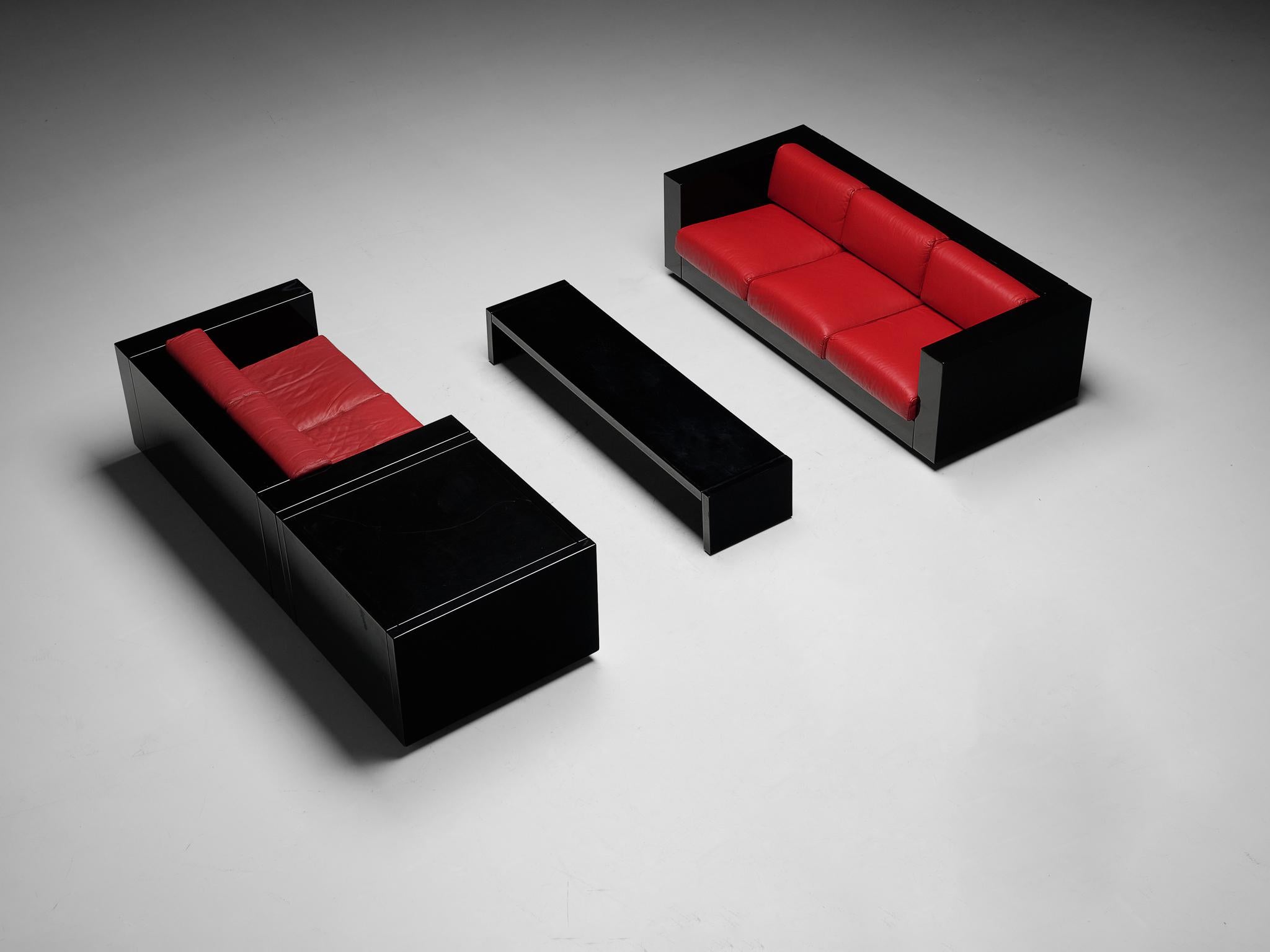Leather Massimo and Lella Vignelli for Poltronova 'Saratoga' Living Room Set 
