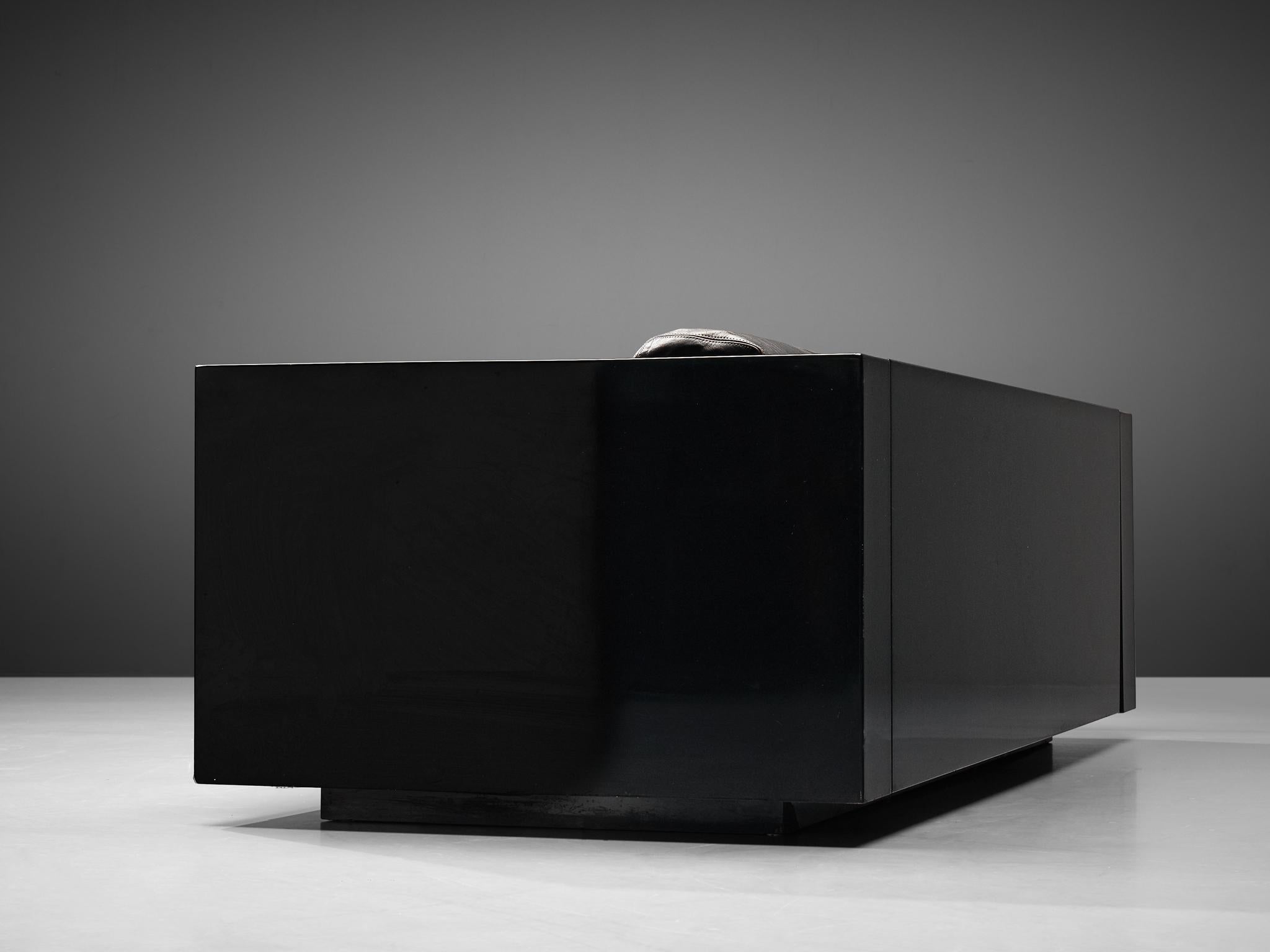 Mid-20th Century Massimo and Lella Vignelli for Poltronova 'Saratoga' Sofa in Black Leather