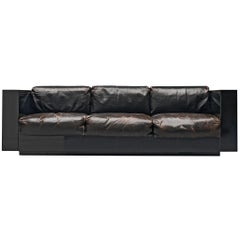 Massimo and Lella Vignelli for Poltronova 'Saratoga' Sofa in Black Leather