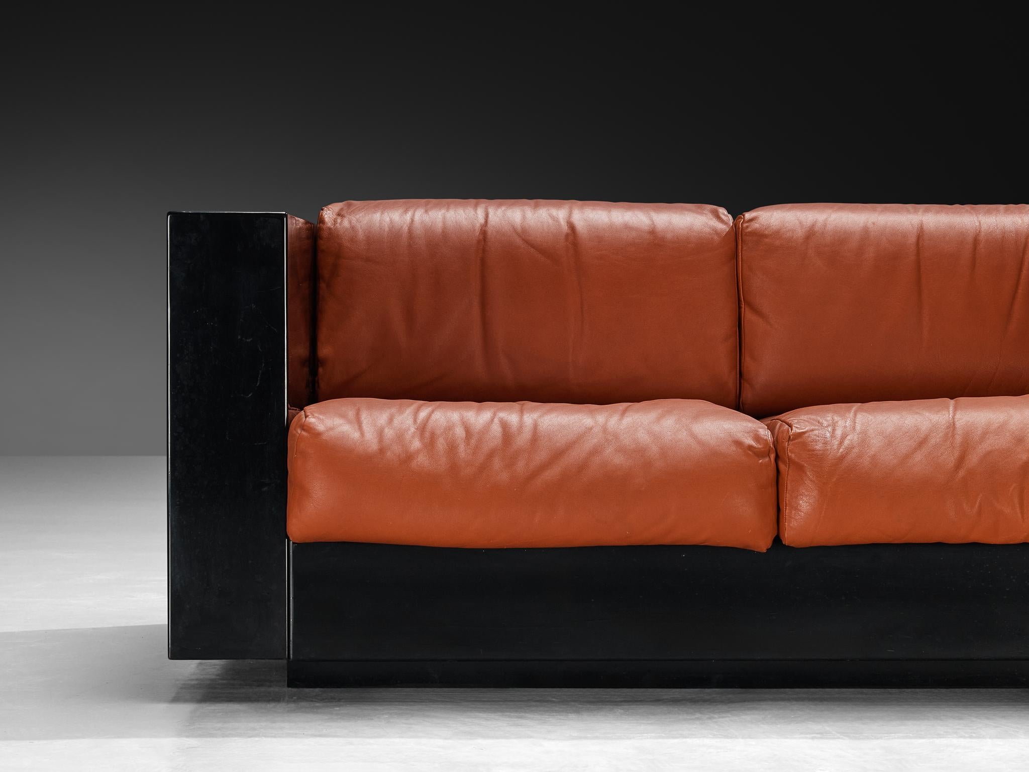 Leather Massimo and Lella Vignelli for Poltronova 'Saratoga' Two-Seater Sofa For Sale