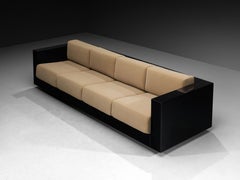 Massimo and Lella Vignelli for 'Saratoga' Sofa Reupholstered in Beige Velvet