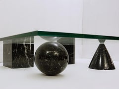 Massimo and Lella Vignelli ‘Metaphora’ Coffee Table in Black Marble and Glass