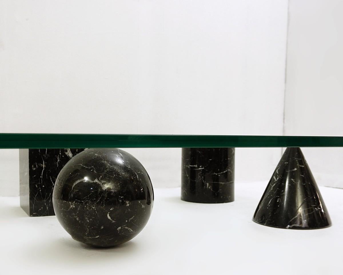 Mid-Century Modern Massimo and Lella Vignelli ‘Metaphora’ Coffee Table in Black Marble and Glass