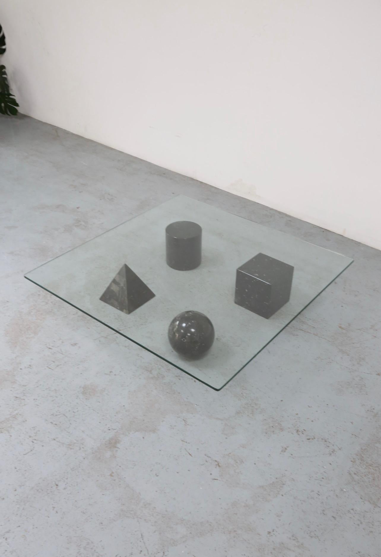 Italian Massimo and Lella Vignelli ‘Metaphora’ Coffee Table in Black Marble and Glass