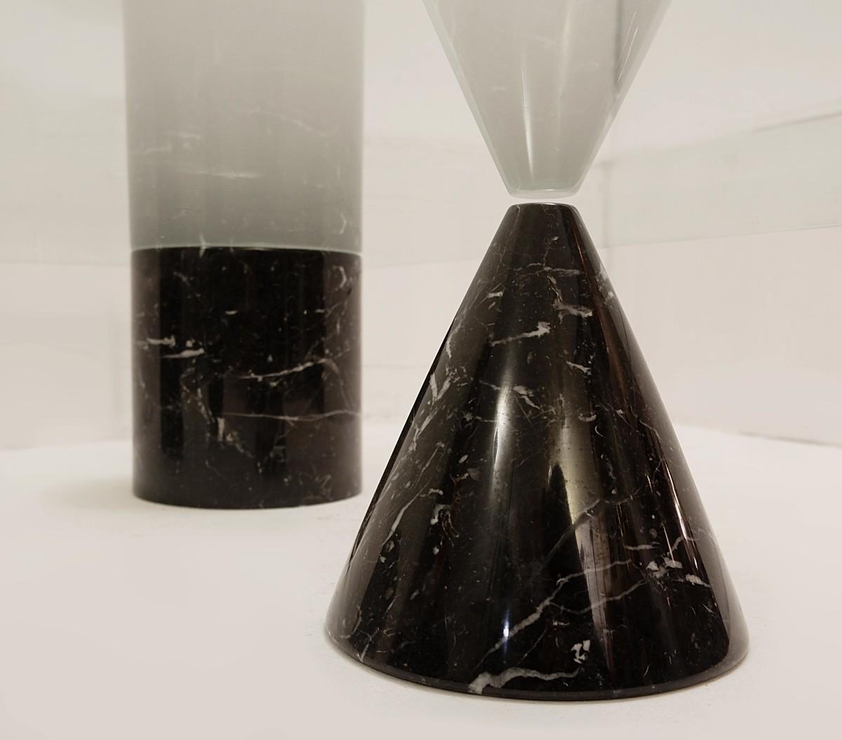 Italian Massimo and Lella Vignelli ‘Metaphora’ Coffee Table in Black Marble and Glass