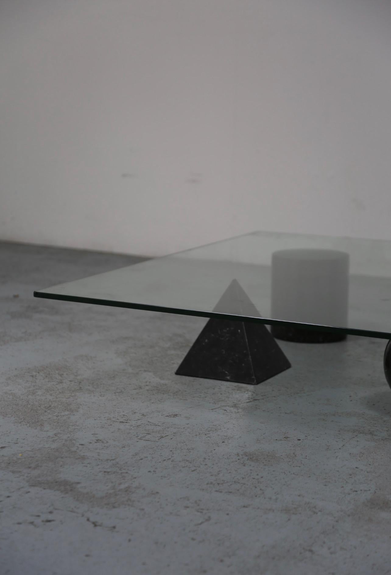 Massimo and Lella Vignelli ‘Metaphora’ Coffee Table in Black Marble and Glass 1