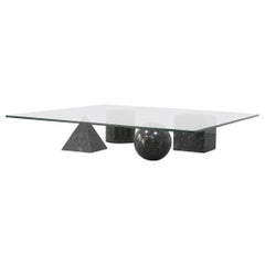 Massimo and Lella Vignelli ‘Metaphora’ Coffee Table in Black Marble and Glass