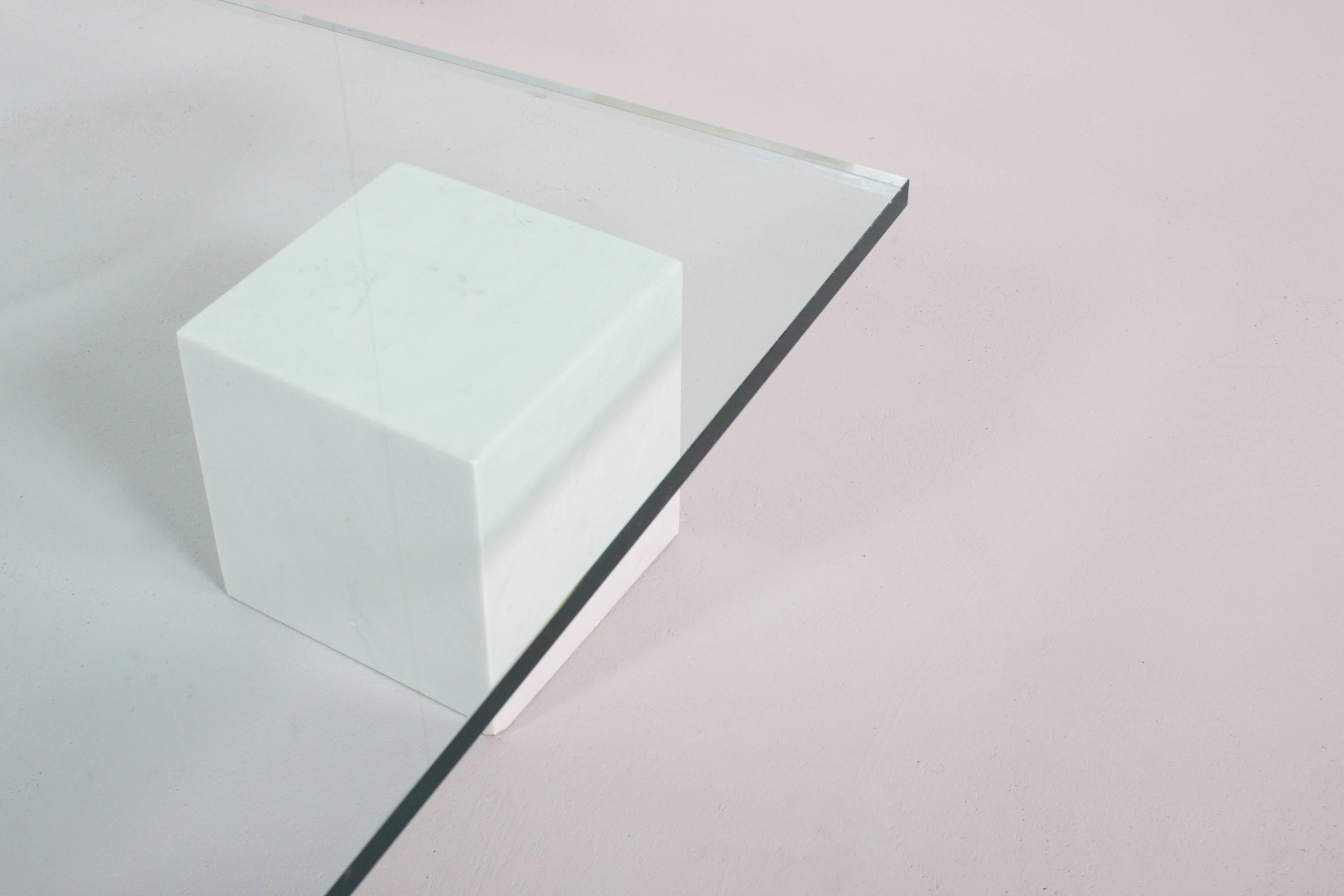 Italian Massimo and Lella Vignelli 'Metaphora' Coffee Table in Carrara Marble and Glass