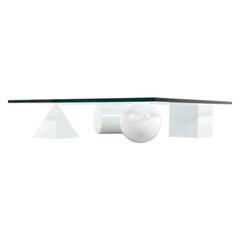 Massimo and Lella Vignelli 'Metaphora' Coffee Table in Carrara Marble and Glass