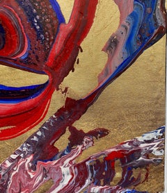 RAPSODIO D'ORO - Massimo Caiafa Olio astratto su tavola, Italia.2020