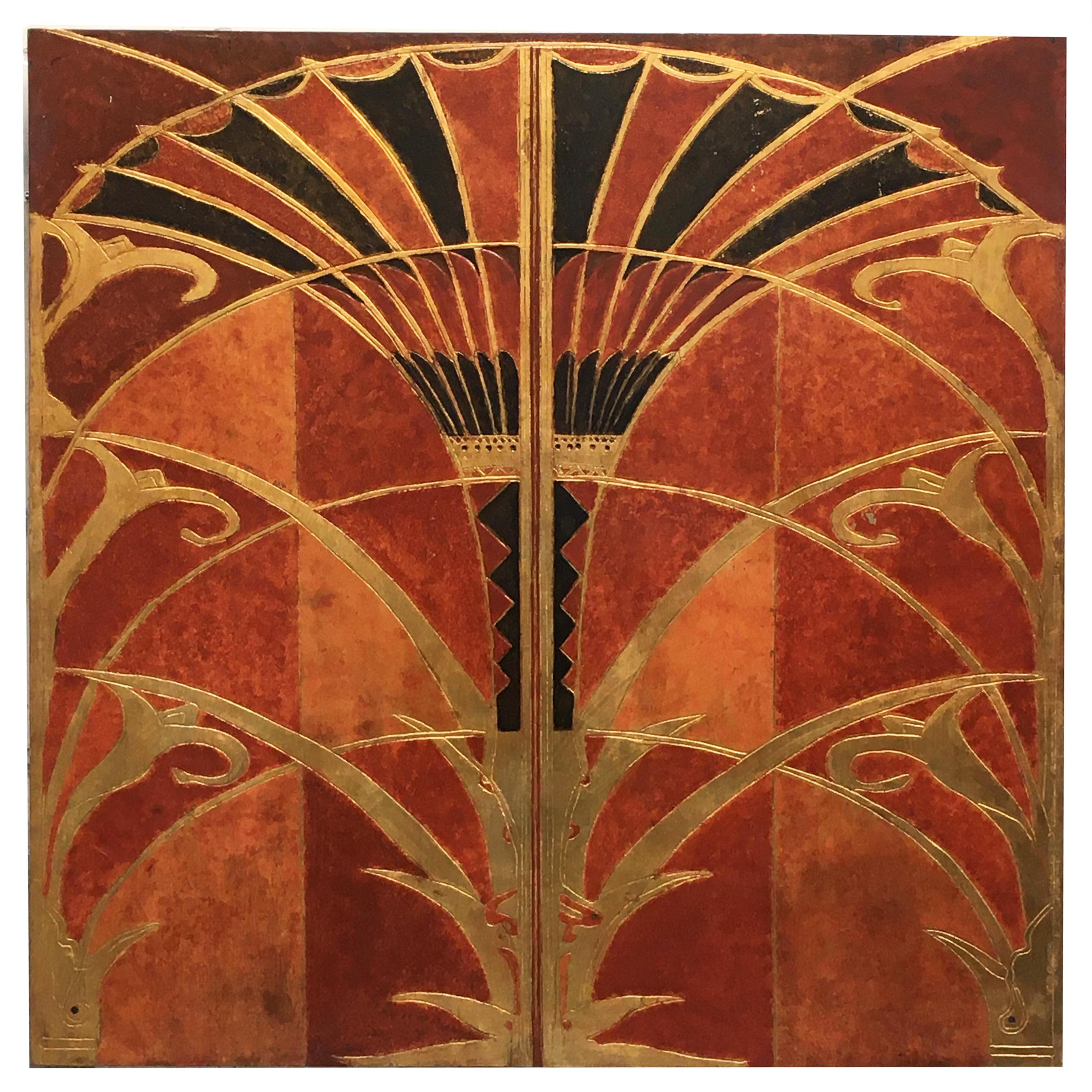 Massimo Caiafa Abstract Painting - New York, New York - Modern - Mixmedia and Gold Leaf on Wood Panel