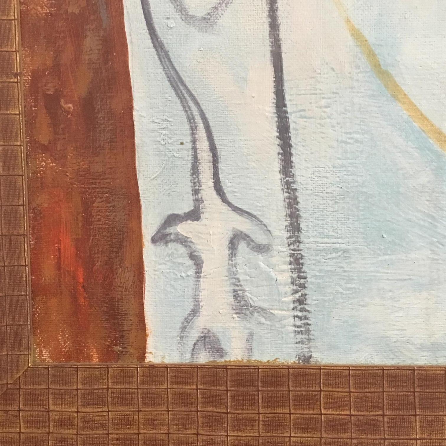 Senza titolo -Olio su tela cm.170x122 - Massimo Caiafa Italia 2009.
Quadro astratto su tela ispirato al Maestro Mimmo Paladino.Telaio in legno laccato.