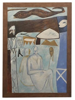 Abstraktes Gemälde auf Leinwand mit abstraktem Titel, inspiriert von Maestro Mimmo Paladino