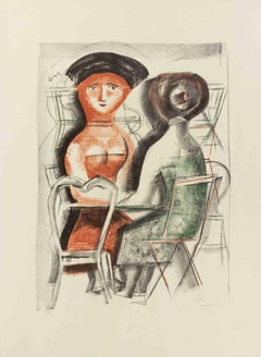 Conversaciones femeninas - Litografía de Massimo Campigli - 1952