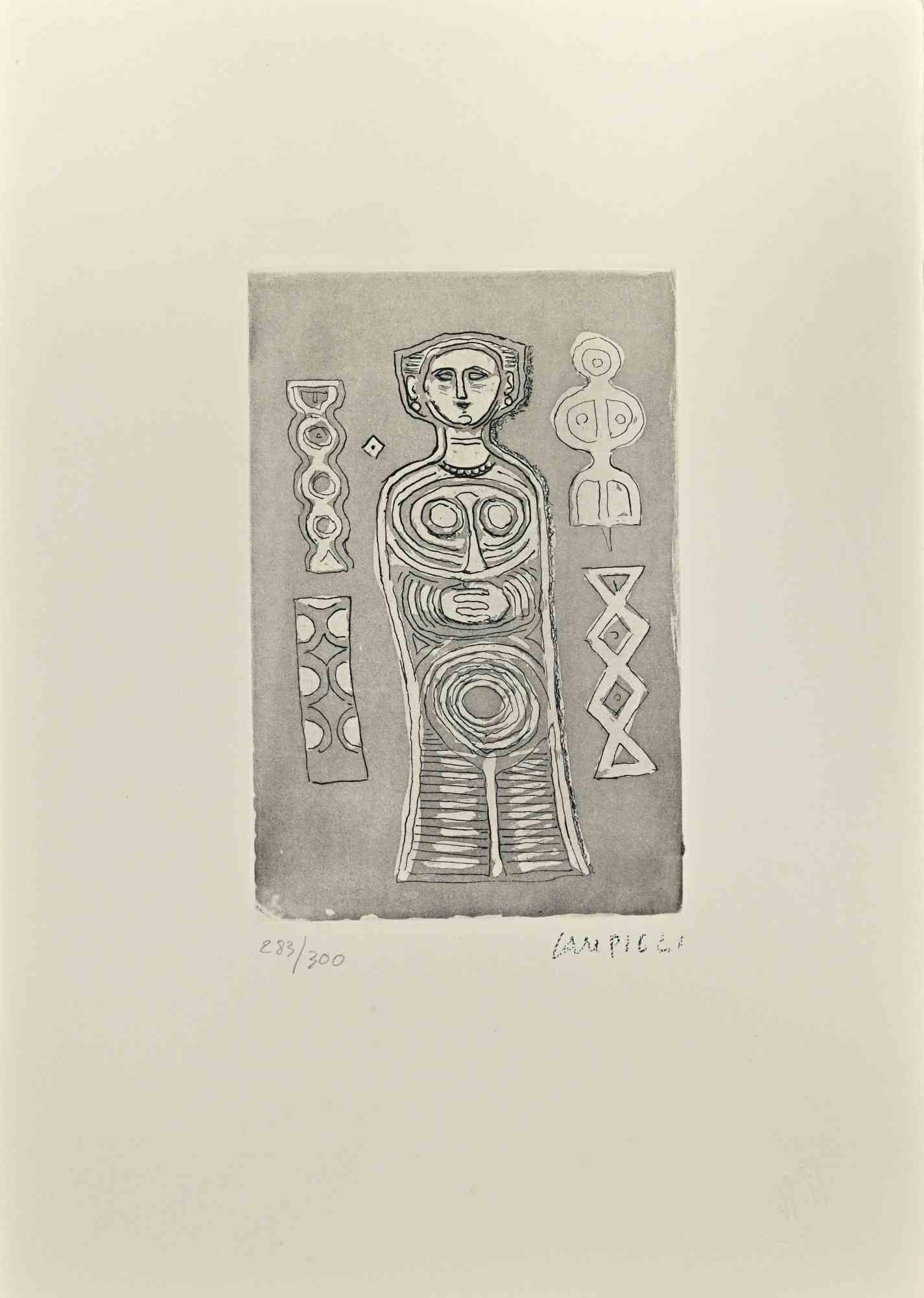 Idol - Etching by Massimo Campigli - 1970s