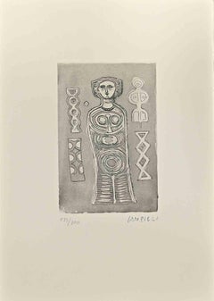 Idol - Etching by Massimo Campigli - 1970s
