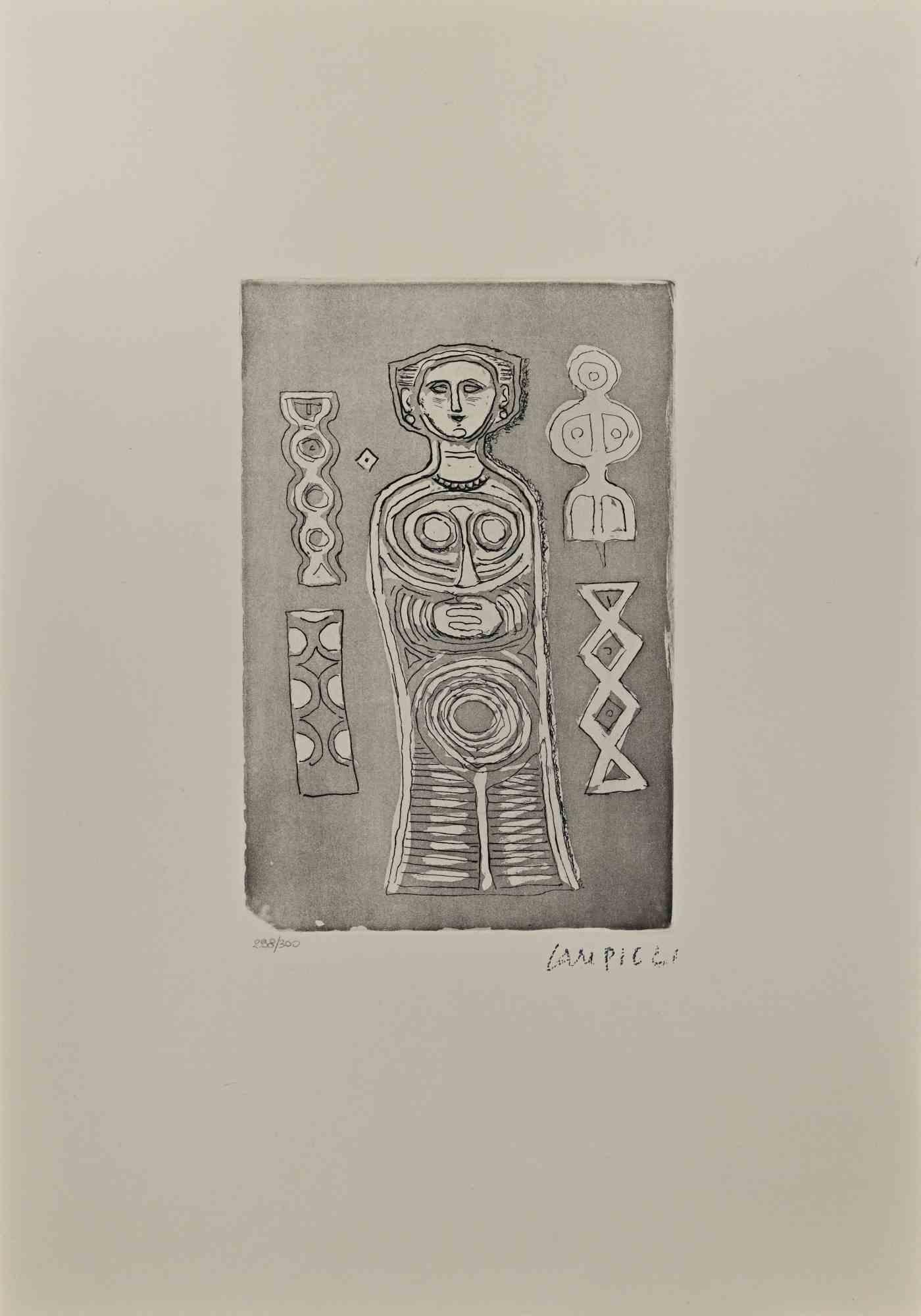 Ídolo es un grabado realizado por Massimo Campigli en 1970/1971.

Aguafuerte sobre papel.

Firmada y numerada, edición de 300 copias.

Esta obra forma parte de una serie de obras creadas en el último periodo del artista e impresas al cumplirse el