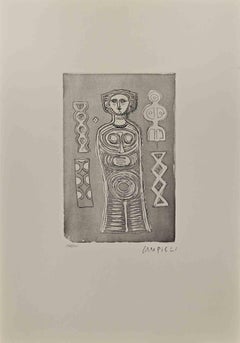 Idol - Etching by Massimo Campigli - 1970s