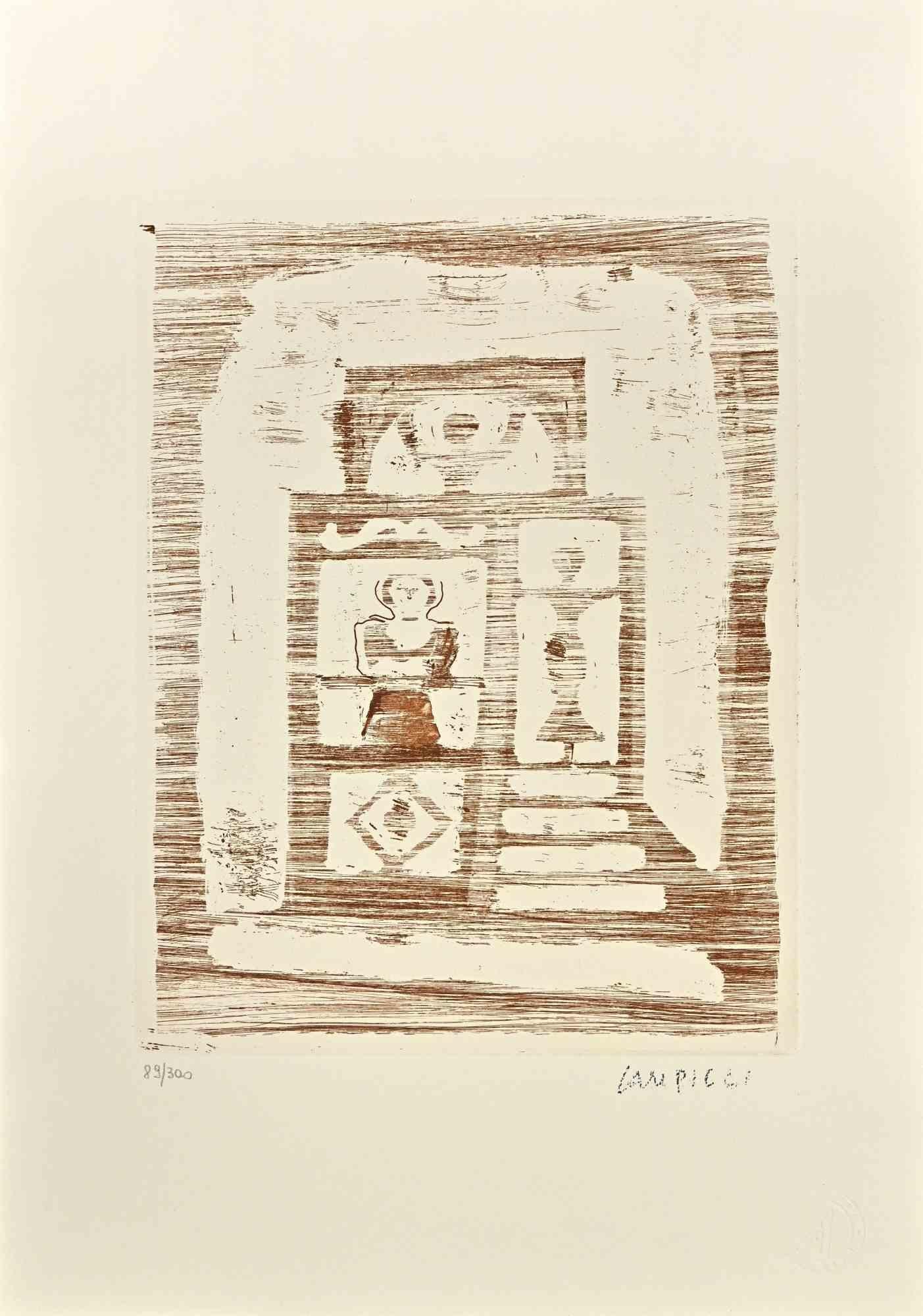 The House of Women - Etching After Massimo Campigli - 1970s