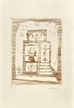 The House of Women -  Etching by Massimo Campigli - 1970s