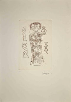 Vintage The Idol - Etching by Massimo Campigli - 1970s