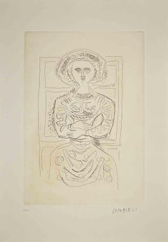 « The Idol », gravure originale de Massimo Campigli, années 1970