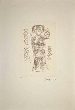 The Idol - Original Etching by Massimo Campigli - 1970s