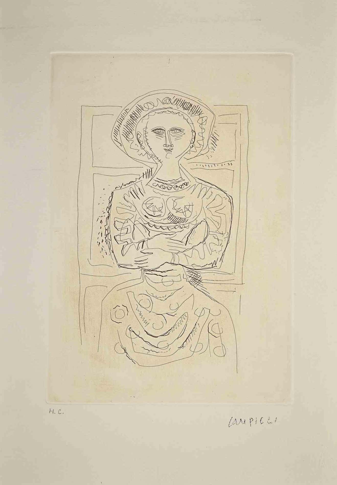 Massimo Campigli The Idol OriginalRadierung von Massimo Campigli