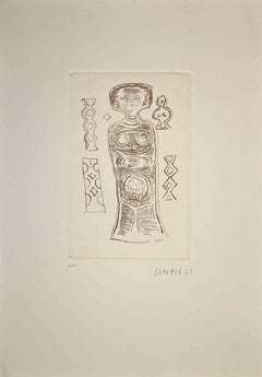 The Idol - Original Etching by Massimo Campigli - 1970s