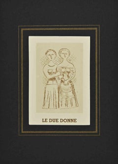Las dos mujeres - Aguafuerte de Massimo Campigli - Años 70