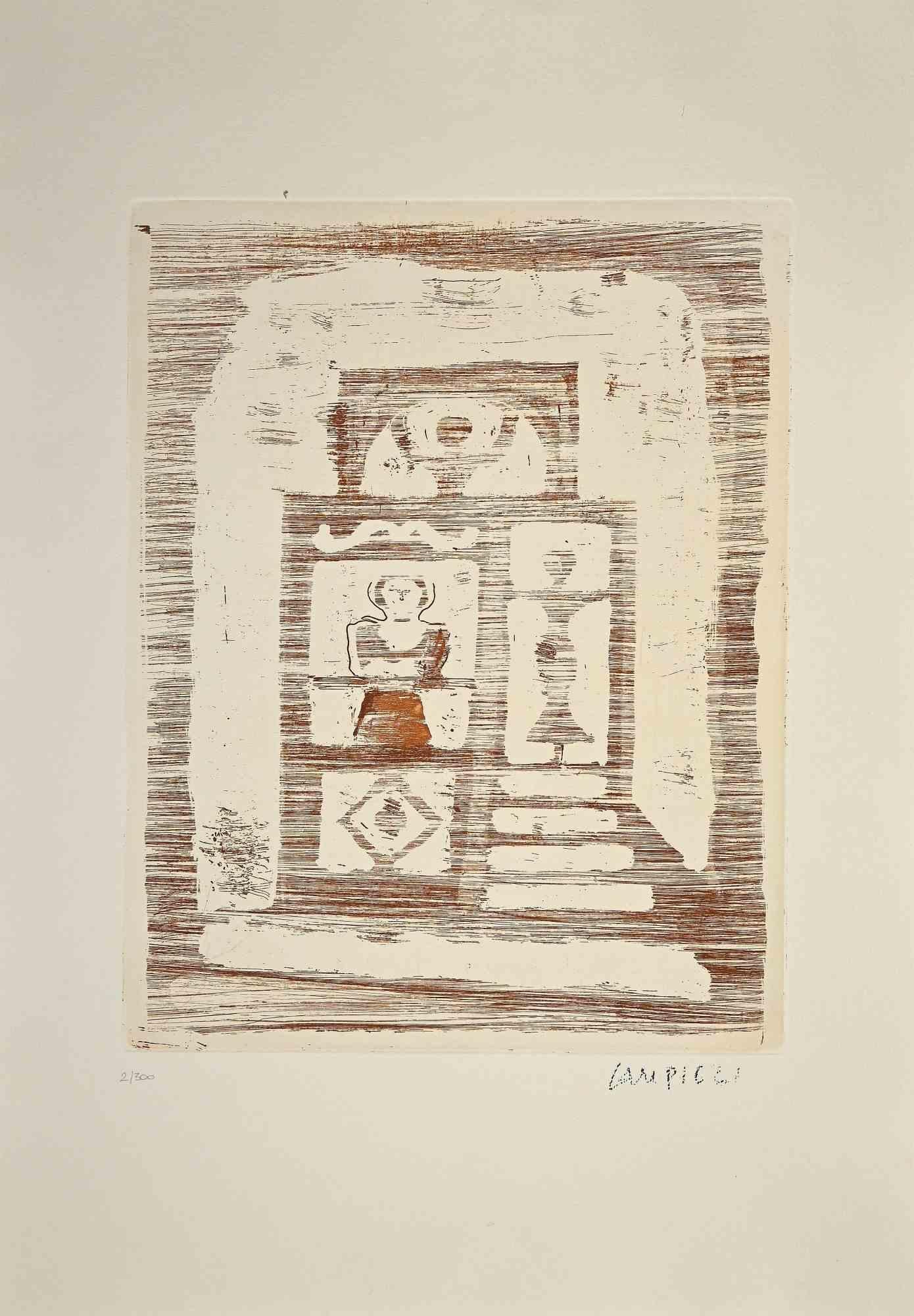 The Women's House is an original print realized by Massimo Campigli in between 1970-1971.

The artwork is an etching on paper. Limited edition series, numbered on the lower margin: 2/300 prints. The artwork is stamp-signed on the lower right.

This