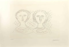 Two Faces of Women - Etching by Massimo Campigli - 1965