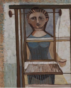 Woman at a Loom Oil Painting, Signed Campigli, 1943