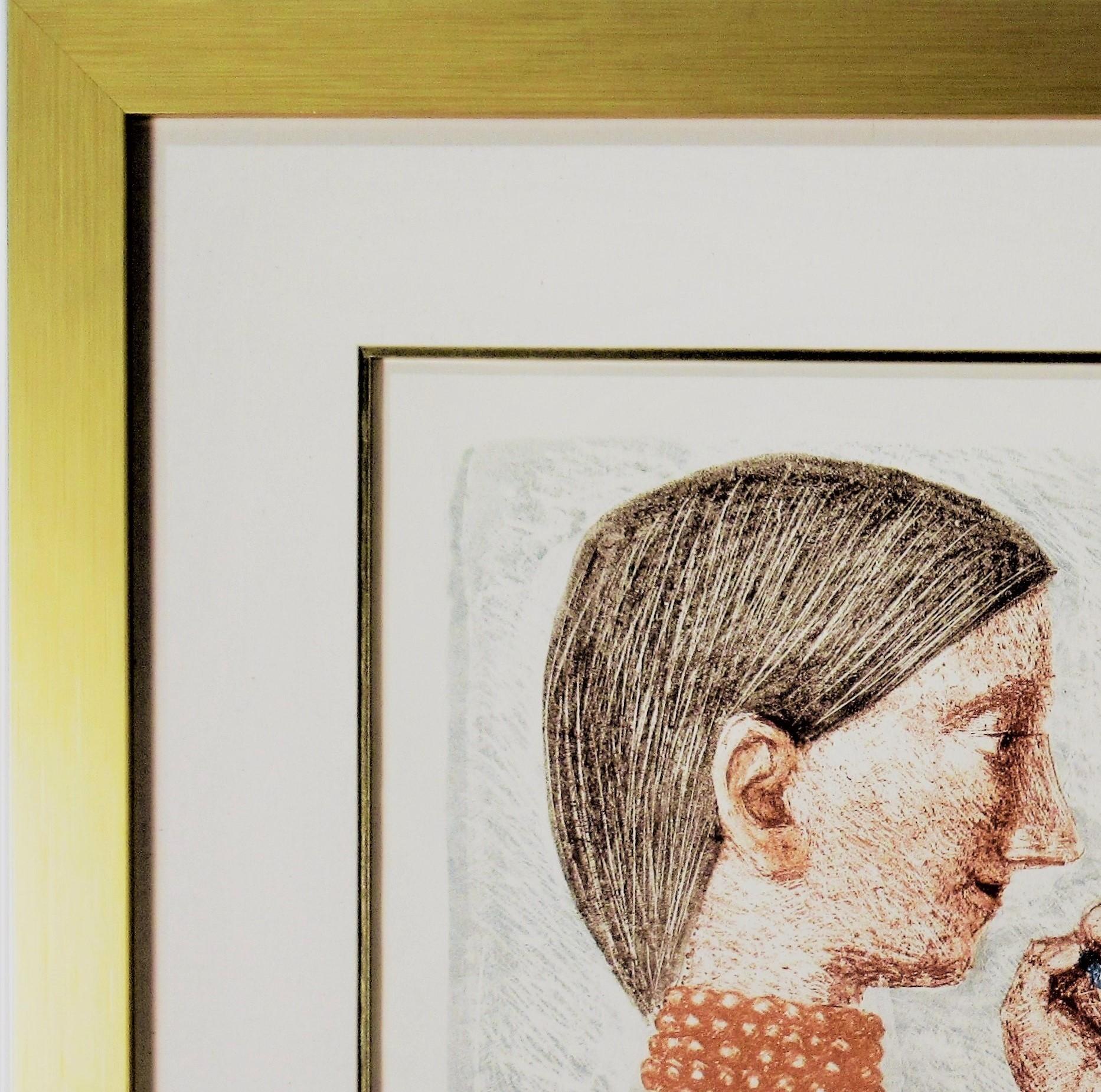 La Collana I - Beige Figurative Print by Massimo Campigli