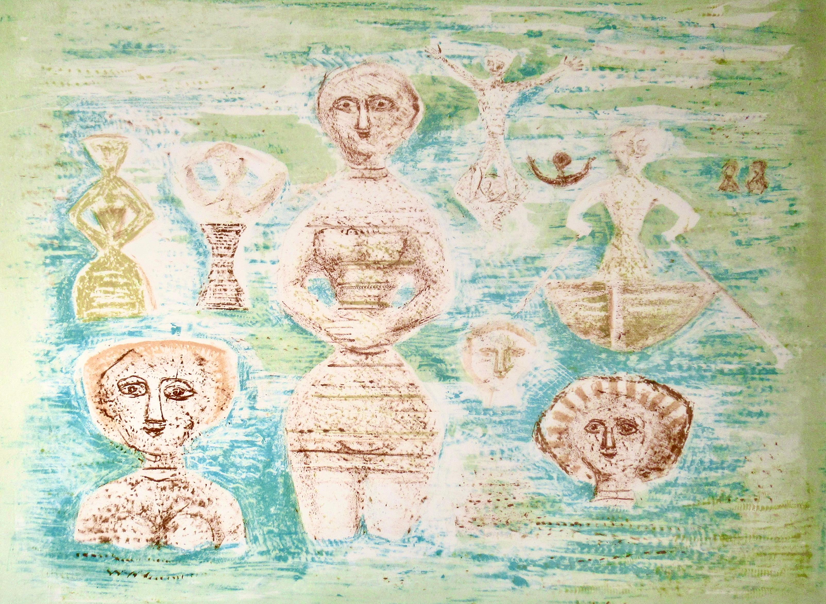 Le Bagnanti - Modern Print by Massimo Campigli