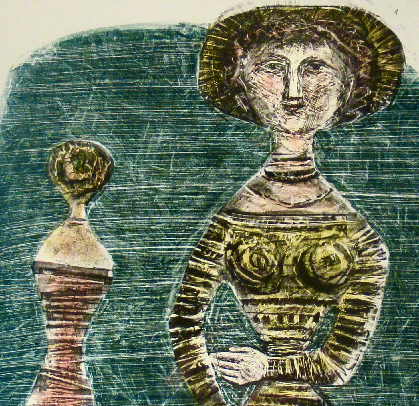Le Passeggiatrici - Beige Figurative Print par Massimo Campigli