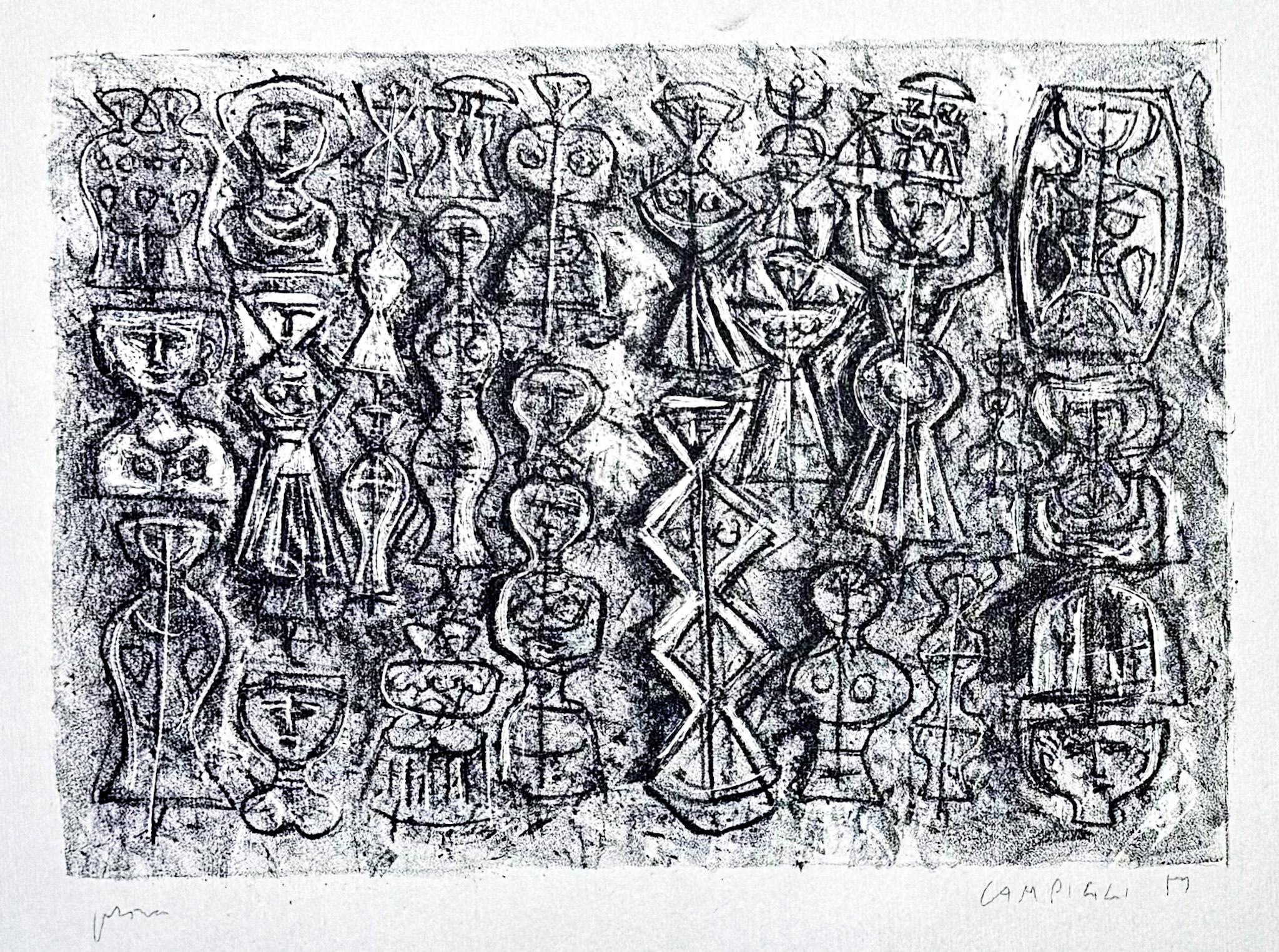Massimo Campigli (1895–1971) – Folla di donne – Lithograph on Fabriano paper