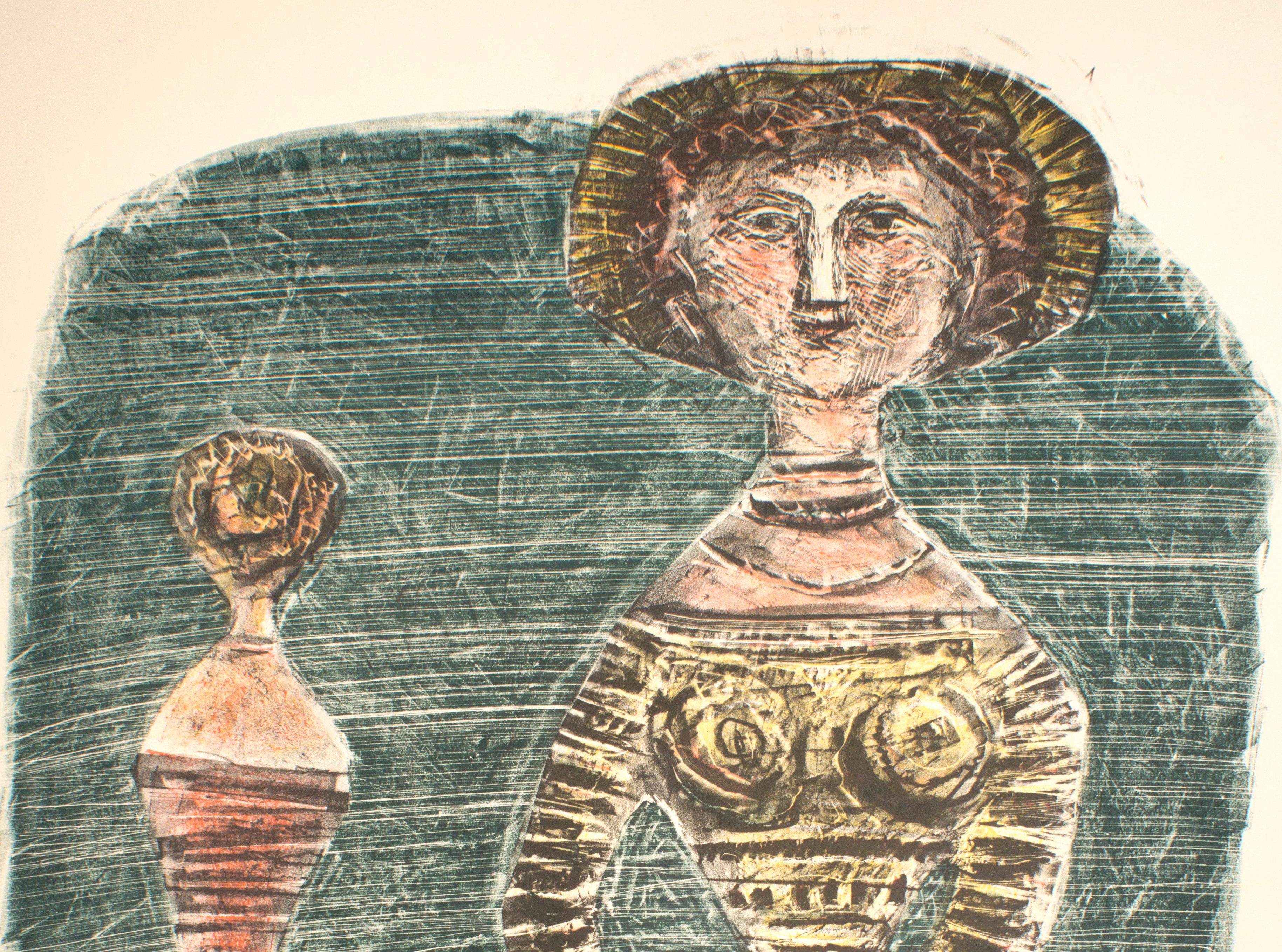 The Promenaders -  Lithographie von Massimo Campigli – 1957 im Angebot 1