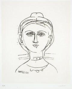 Femme - Gravure de M. Campigli - 1964