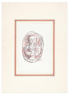 Mujer - Litografía original de Massimo Campigli - Años 60