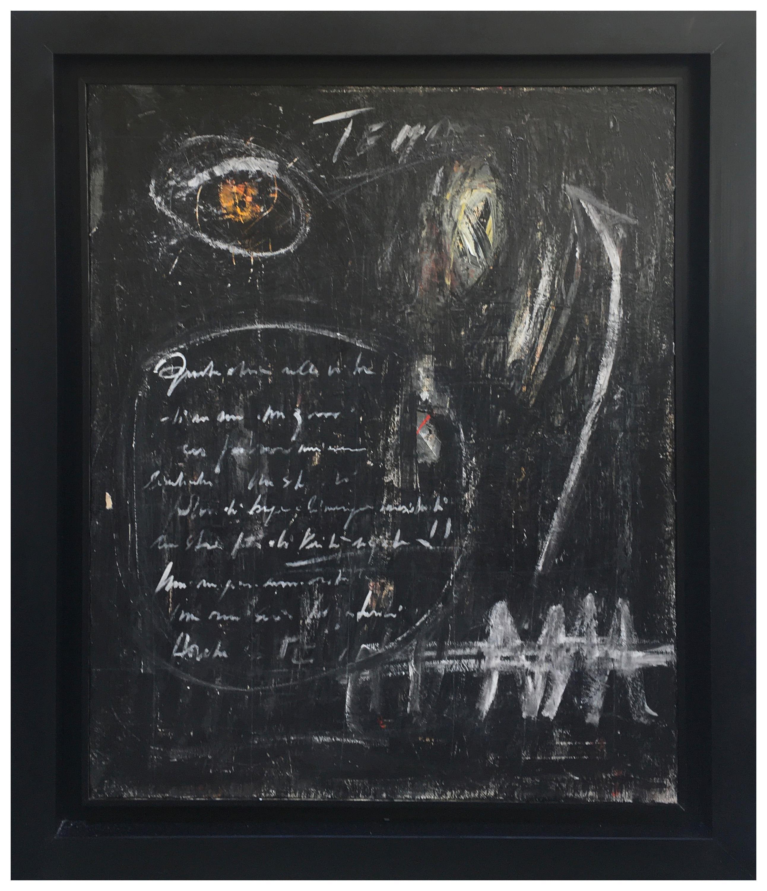 Lavagna - Massimo D'Orta Italia - Öl auf Leinwand mis. cm. 100x80.
Massimo D'Orta wurde 1950 in Neapel geboren, wo er heute lebt und arbeitet.
Atypischer Charakter in der zeitgenössischen Kunst: produziert nahtlos für etwa 35 Jahre, aber es stellt
