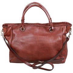  MASSIMO DUTTI Brown Leather ATITCHING TOTE w/ Shoulder Strap