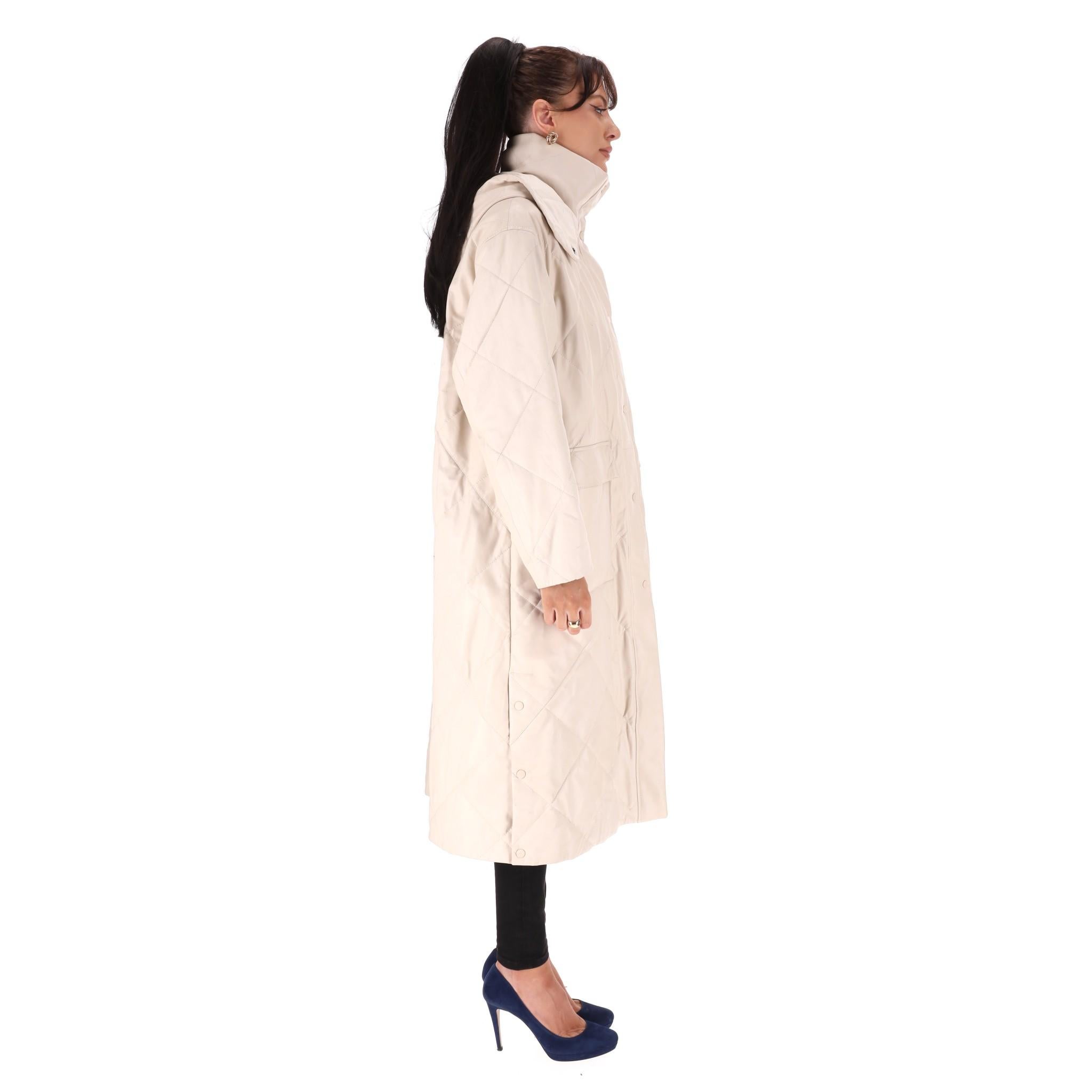 Beige Massimo Dutti Limited Edition Quilted Leather Coat For Sale