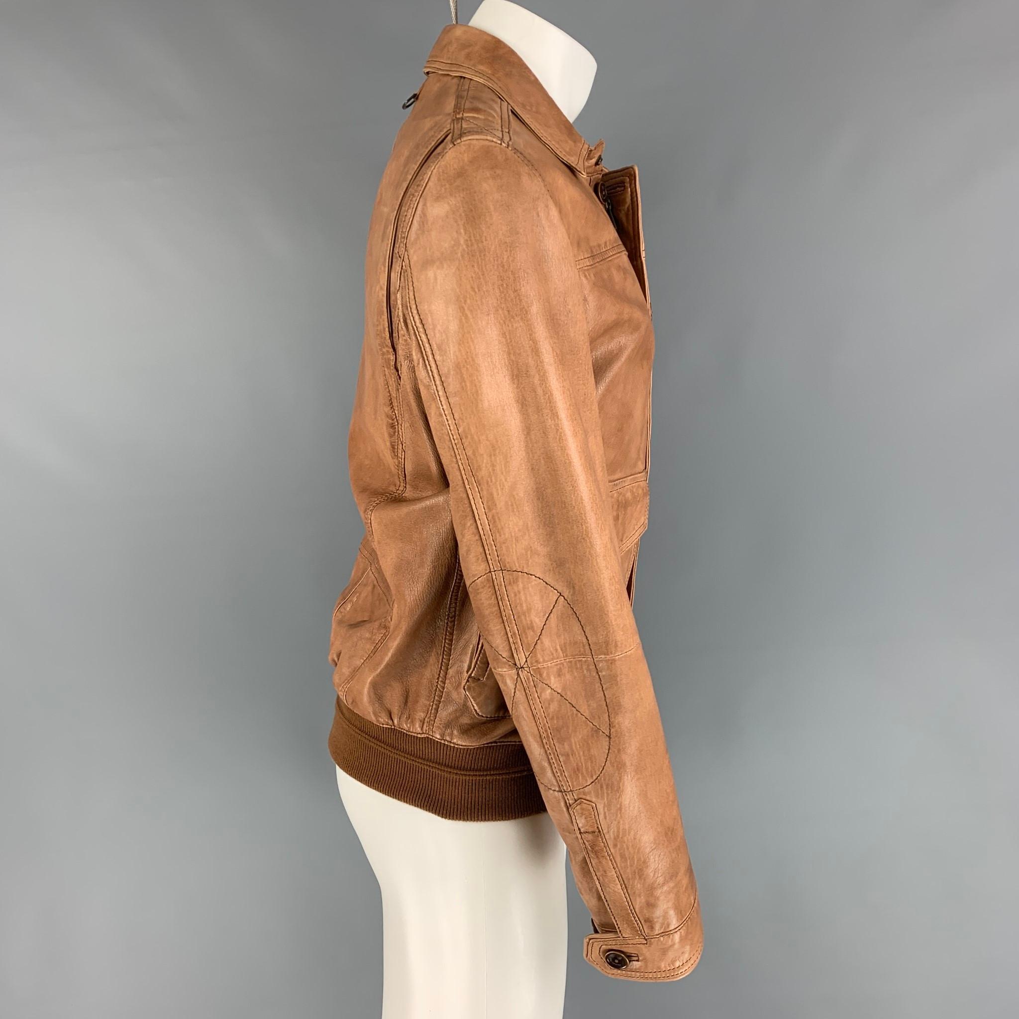 massimo dutti tan leather jacket