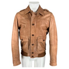 MASSIMO DUTTI Size M Tan Leather Jacket