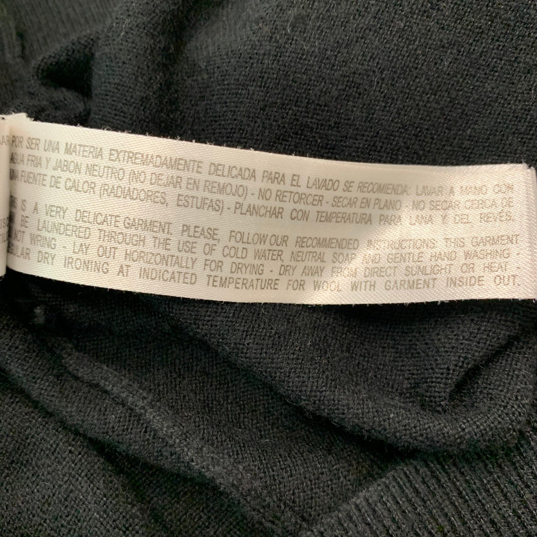 MASSIMO DUTTI Size S Black Cotton Silk Cashmere V-Neck Pullover For Sale 4
