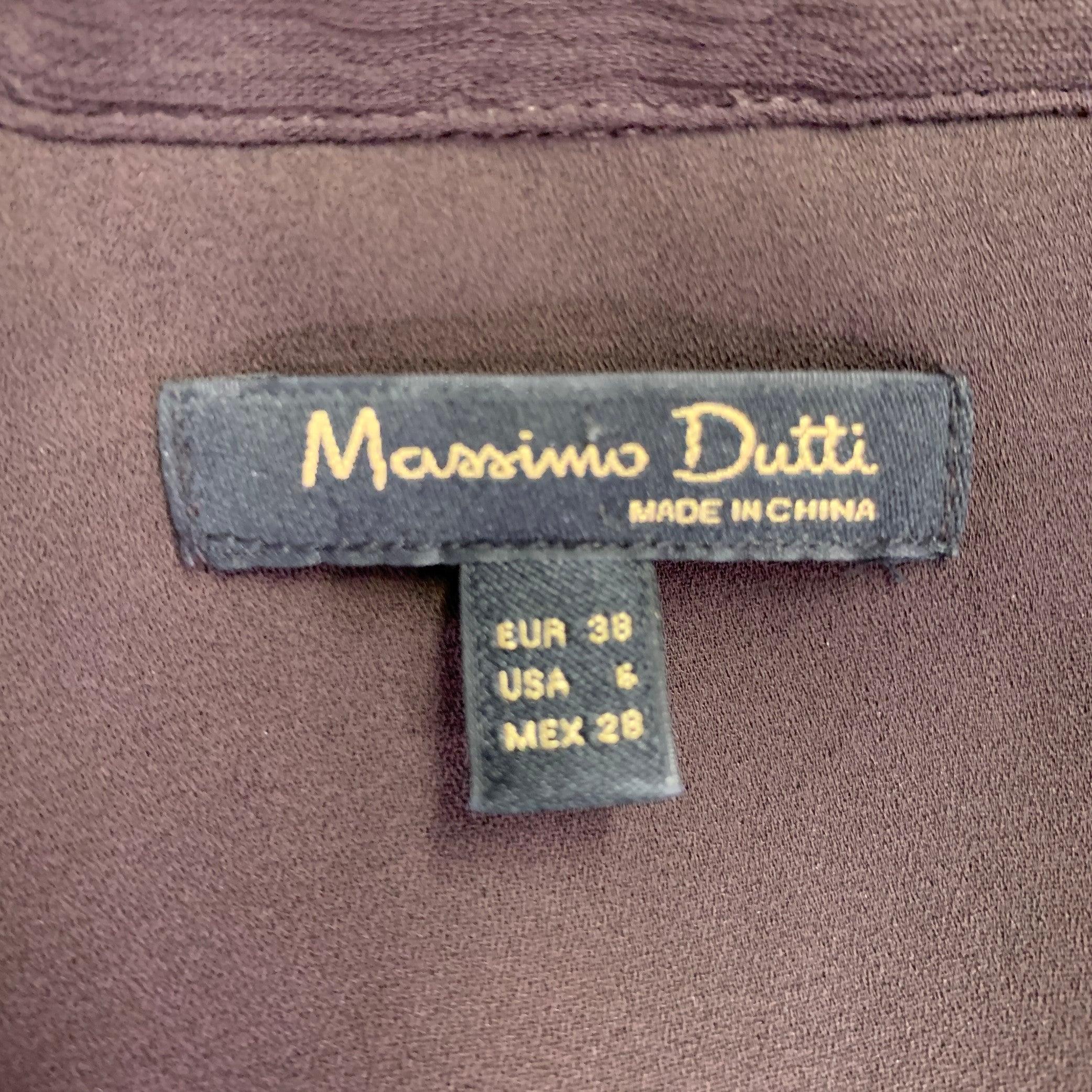 MASSIMO DUTTI Talla S Vestido de manga larga transparente de viscosa marrón en venta 2