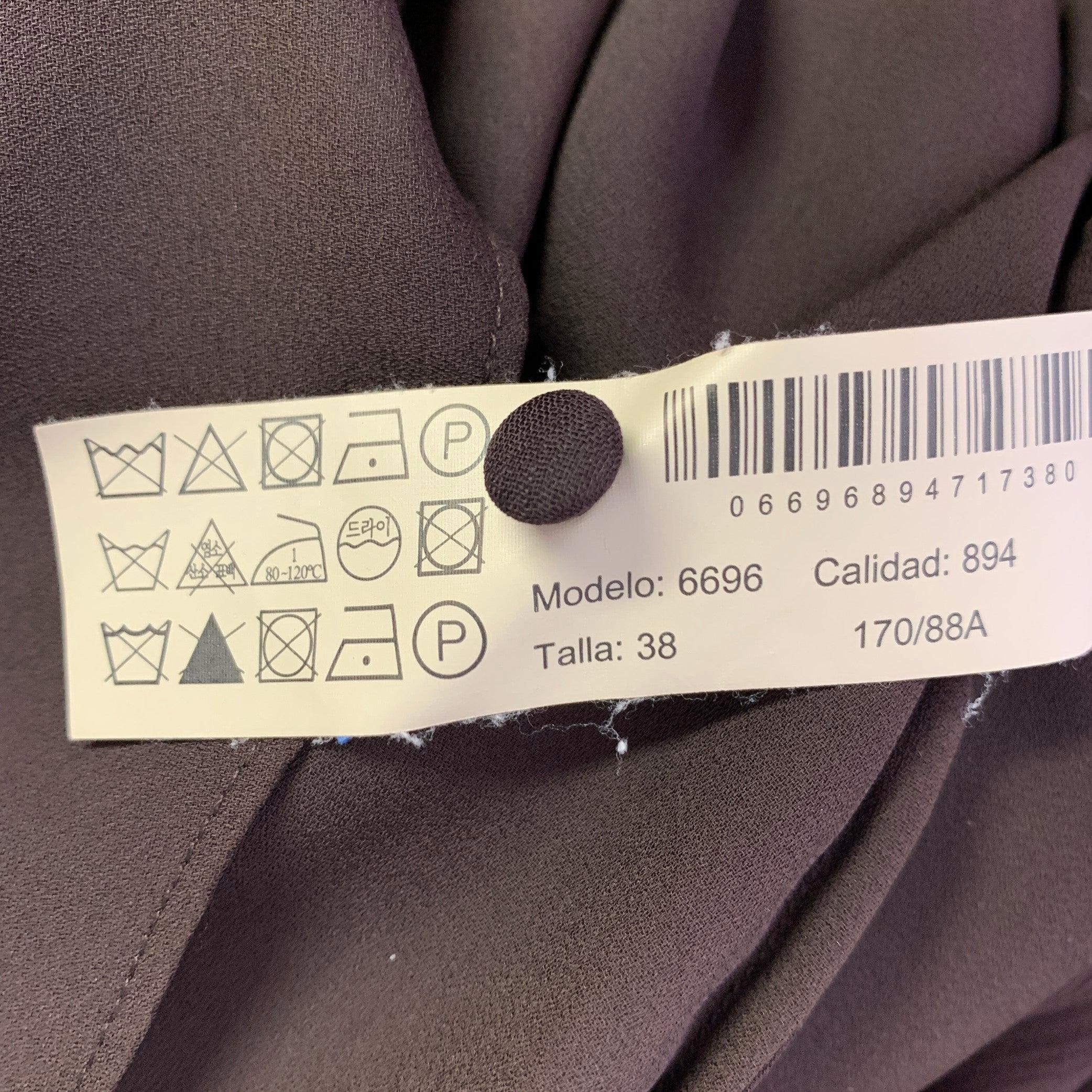 MASSIMO DUTTI Talla S Vestido de manga larga transparente de viscosa marrón en venta 3