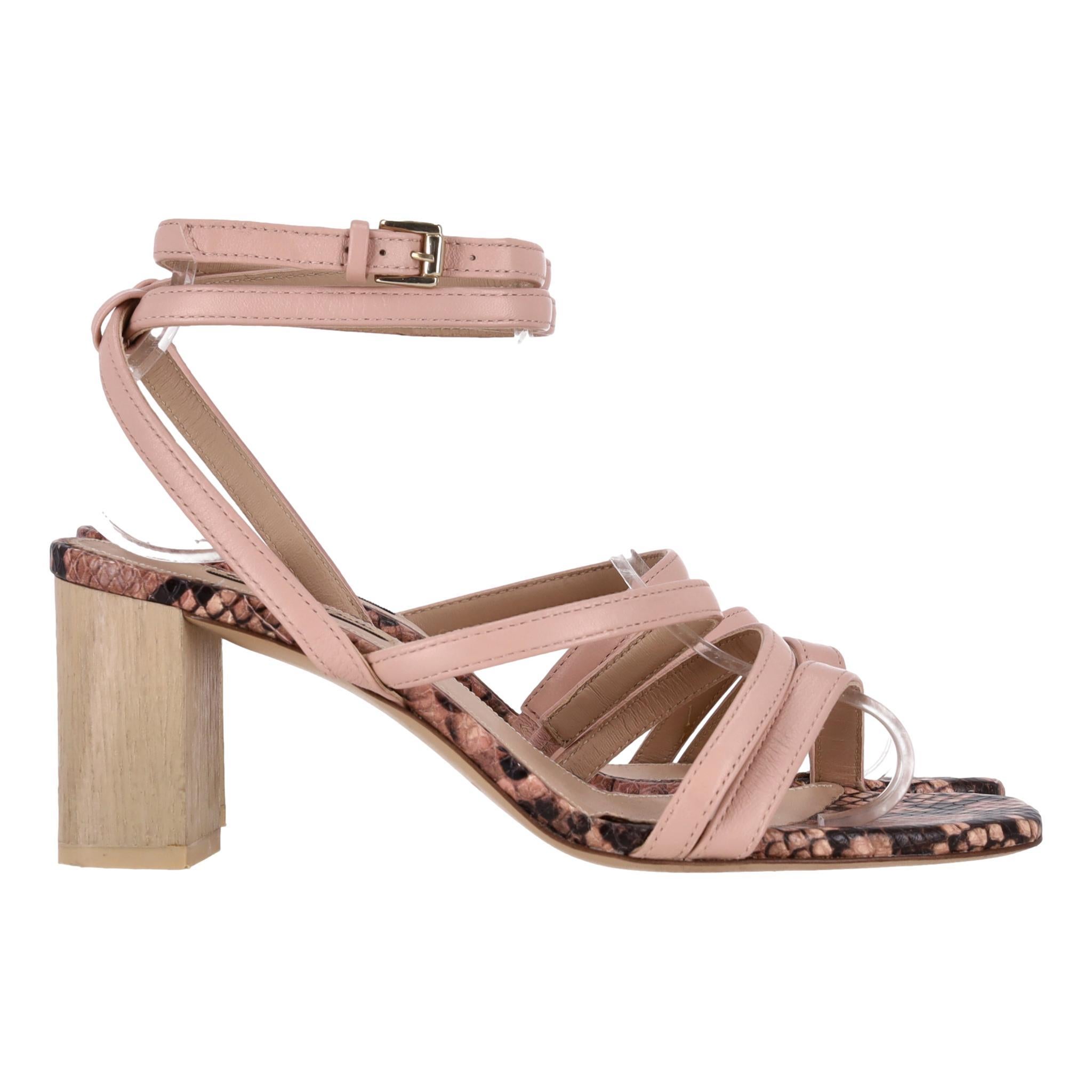 Brown Massimo Dutti Snake Print Leather Sandals