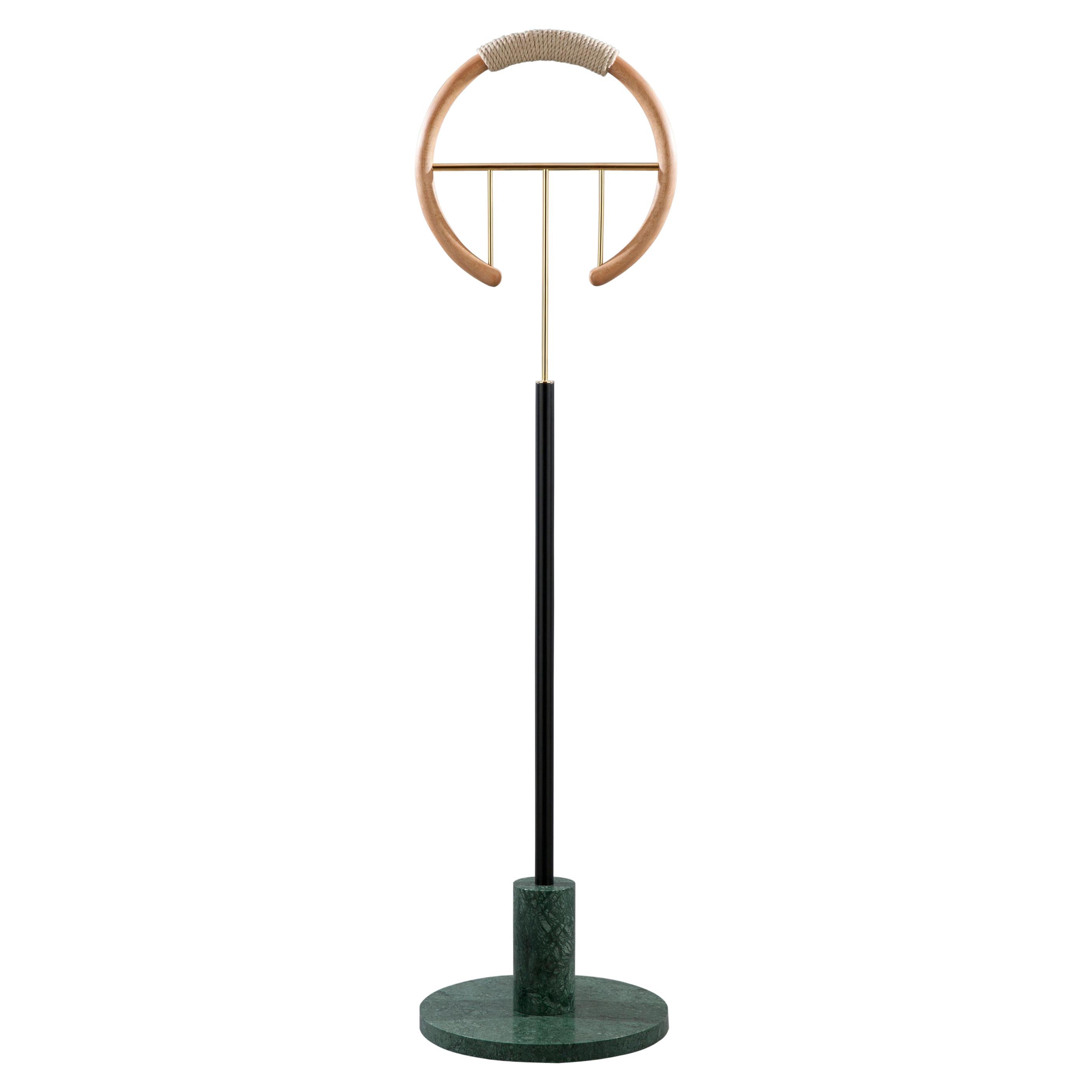 Massimo Faion Posa Falcon Stand 1 in Gold-Plated Brass, Green Guatemala Marble